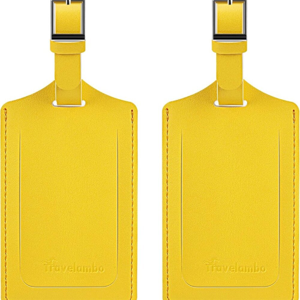 Luggage Tags for Suitcases Faux Leather Privacy Protection 2 Pack Bag Tags Trave